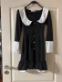 Нова луксозна класическа изчистена черна къса рокля бяла яка офис стил . Размер S ще стане и за Хс р, снимка 3