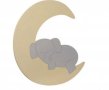 Нощна лампа за бебе, Дървена, декоративна, луна със слонче, 28х30см , снимка 2