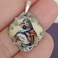 Сребърна висулка Св Богородица , снимка 3 - Колиета, медальони, синджири - 44553684