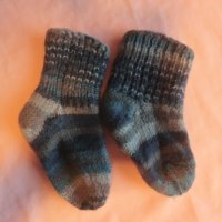 шарени плетени чорапи сиво/синьо ходило 11, конч 10, снимка 2 - Чорапи - 39306886