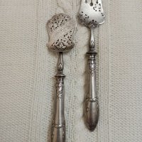 Сребърни антикварни прибори от Франция изцяло с орнаменти ,маркировка и при двата прибора Minerva,сн, снимка 12 - Антикварни и старинни предмети - 32091892