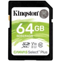 ФЛАШ КАРТА SD 64GB KINGSTON SDS2/64GB SDXC, Canvas Select Plus 100R C10 UHS-I U1 V10, снимка 1 - Друга електроника - 30675655
