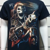 Нова мъжка тениска с дигитален печат Скелет с китара, снимка 7 - Тениски - 30116241
