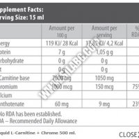 BIOTECH USA Liquid L-Carnitine + Chrome 500 ml. - Изгаряне на Мазнини, снимка 2 - Хранителни добавки - 34549545