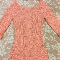 Дамски пуловер цвят корал, снимка 5 - Блузи с дълъг ръкав и пуловери - 39270037