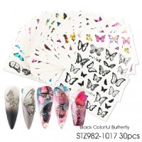 30 бр различни пеперуди ваденки слайдери за нокти маникюр, снимка 1 - Продукти за маникюр - 29905802