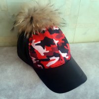 НАМАЛЕНИ - Камуфлажна шапка с козирка естествена кожа естествен пух лисица, снимка 3 - Шапки - 30379421