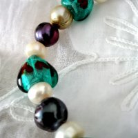 Гривна от естествени перли и стъкло Мурано, снимка 7 - Гривни - 37614882