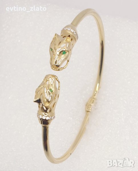 Златна твърда гривна -14К ПАНТЕРА, снимка 1