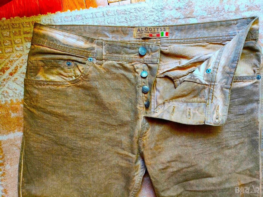 Италиански дънки Alcott 53, слим, № 36 (L), шоколадов цвят, снимка 1