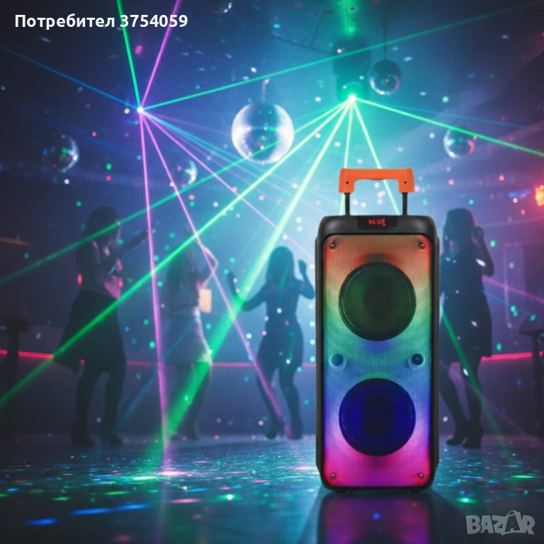 Преносима тонколона с микрофон и дистанционно управление, 40W мощност, Bluetooth, USB/SD и LED , снимка 1