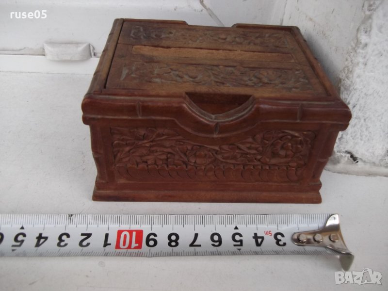 Кутия за свиване на цигари дървена резбована, снимка 1
