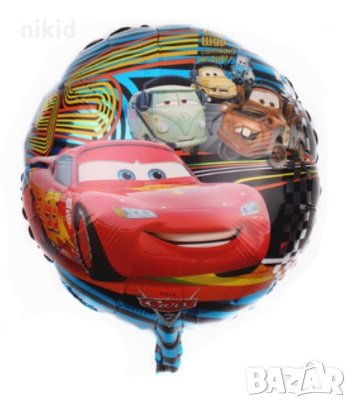 Макуин Маккуин колите McQueen червена кола cars кръгъл фолио фолиев балон хелий или въздух парти, снимка 1