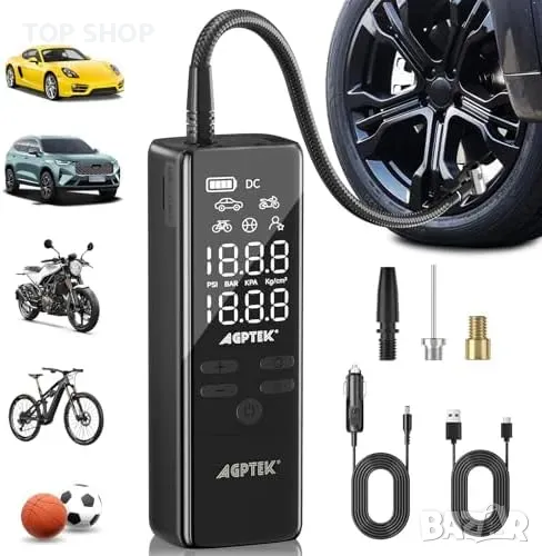 Нов Безжичен Въздушен Компресор за Гуми 150PSI + Power Bank Помпа кола, снимка 1