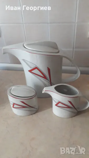 Порцеланов комплект захарница и канички, снимка 1