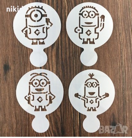 4 бр миньони миньоните шаблон шаблони стенсили за торта бисквитки украса декор и др, снимка 1