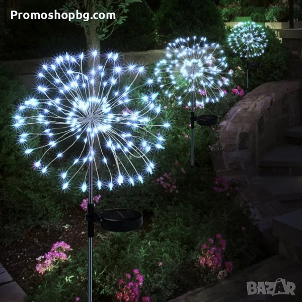 Комплект Соларни лампи глухарче, 2 броя, Бяла светлина, снимка 1