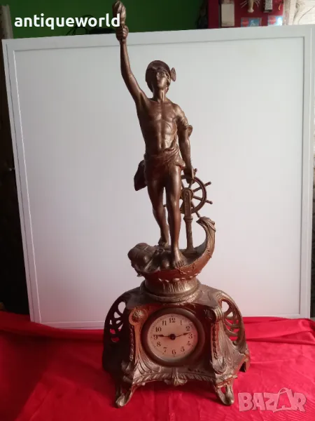 Стар Голям Настолен Каминен  Бароков Часовник, снимка 1