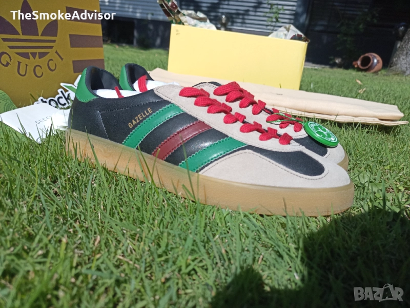 Обувки Adidas x Gucci Gazelle Black Green Red, снимка 1