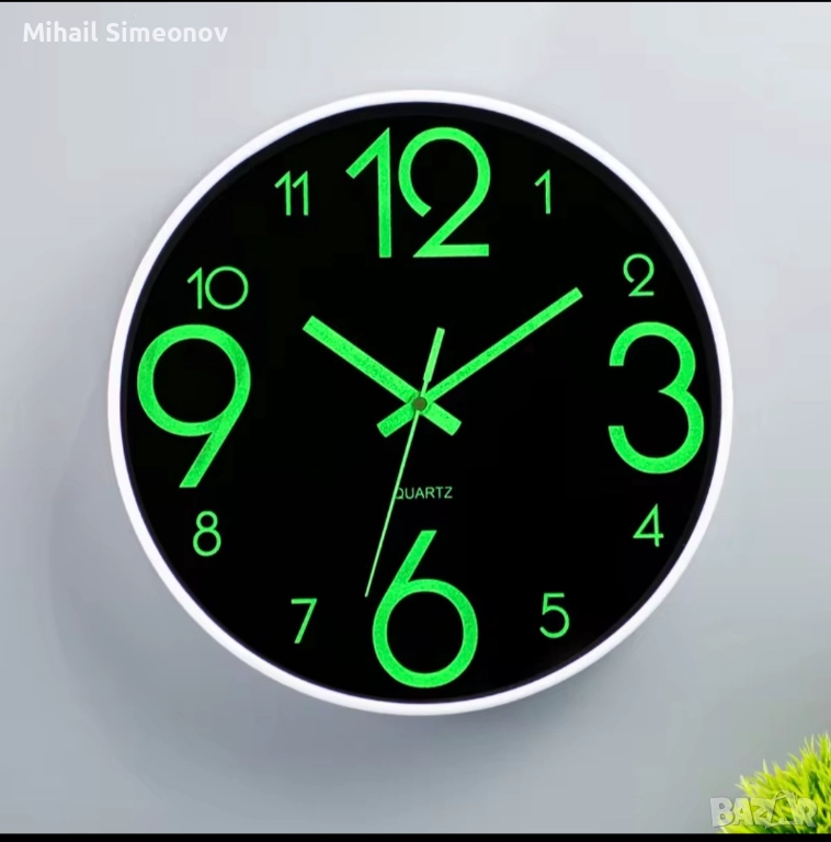 12-инчов светещ стенен часовник – семпъл светещ, снимка 1