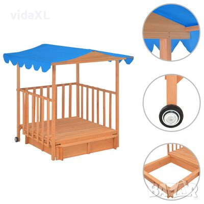 vidaXL Детска къща за игра с пясъчник, чамова дървесина, синя, UV50(SKU:91795(SKU:91795, снимка 1