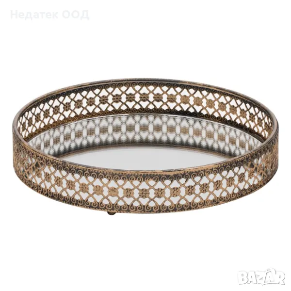 Поставка за свещи, Tray Mirror Bronze Rail, 19x4 см, снимка 1