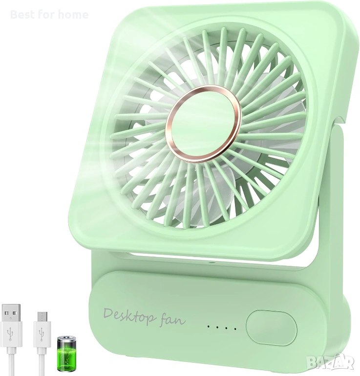Ajgvq Настолен, мини, USB вентилатор с живот на батерията 12 часа, снимка 1