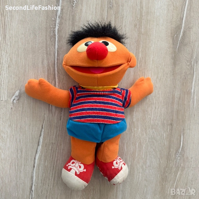 Винтидж плюшена кукла Tyco Tickle Me Ernie от 1996 г. Улица Сезам размер 16 инча, без механизъм, снимка 1
