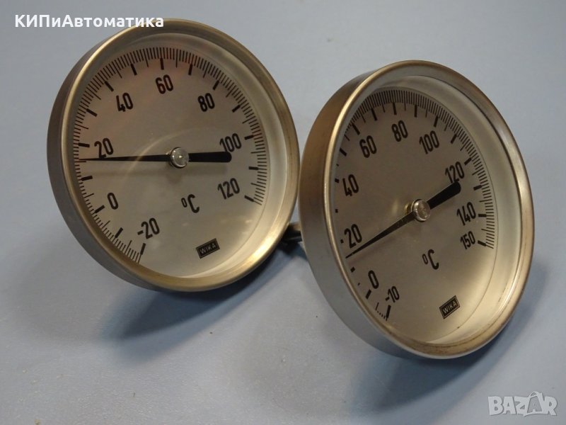 биметален термометър Wika thermometer ф100mm, -10/+150°C, -20/+120°C, L-30mm, снимка 1