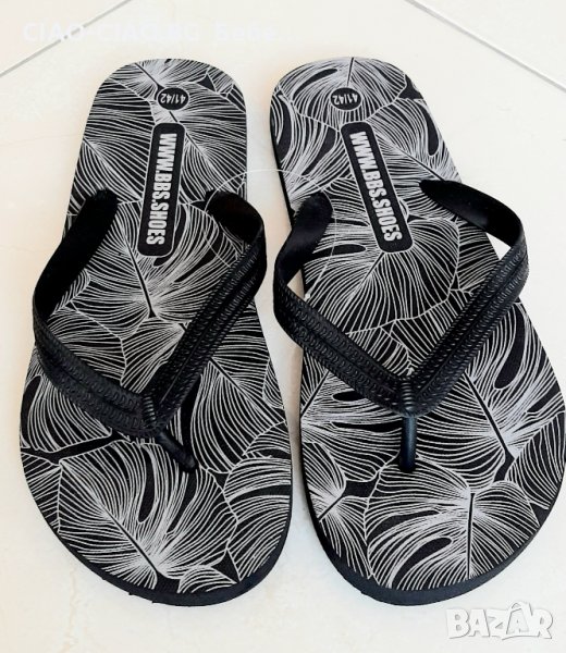 №41-№46, Мъжки джапанки с флип-флоп в черно, снимка 1