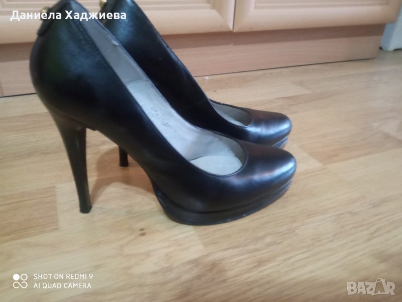 Черни елегантни обувки естествена кожа 37 номер, снимка 1