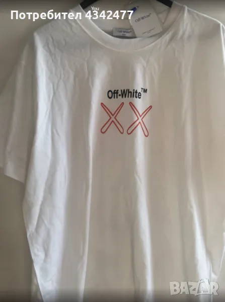 Тениска OFF-WHITE бяла XXL 100% памук, снимка 1