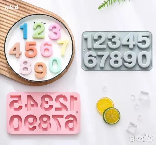 цифри числа дигитални едри силиконов молд форма фондан шоколад гипс фондан декор украса , снимка 1