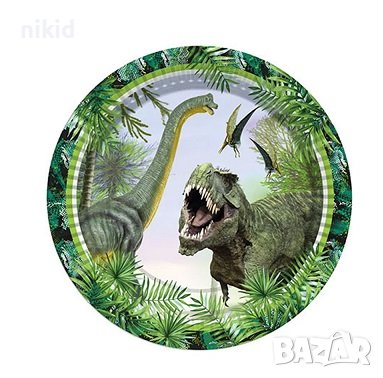 Динозаври Динозавър Джурасик Парк 8 бр големи парти чинии чинийки, снимка 1