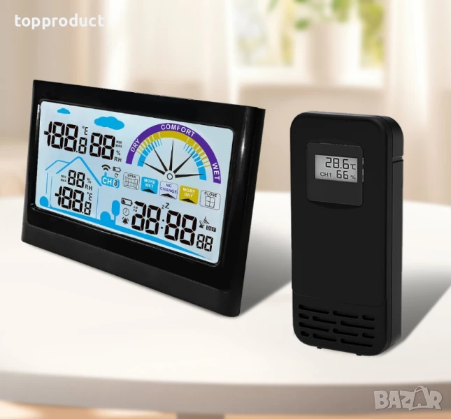 Метеостанция, часовник, термометър, влагометър , снимка 1