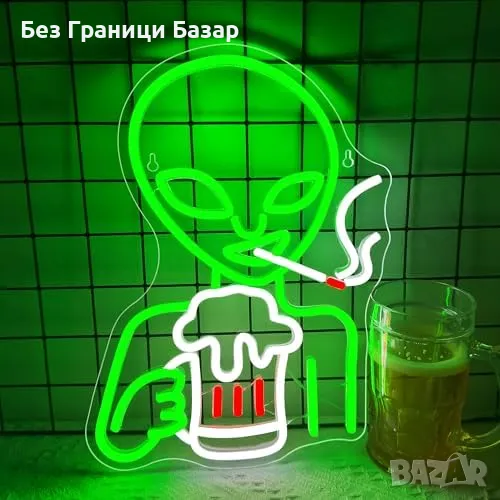 Нова Неонова светлина Alien LED за стена – декор за бар, игрална стая, снимка 1