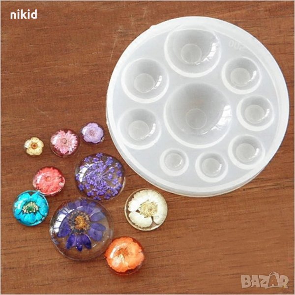 9 размера капси полу сфери полусфери кръгчета прозрачен силиконов молд форма фондан смола бижу, снимка 1