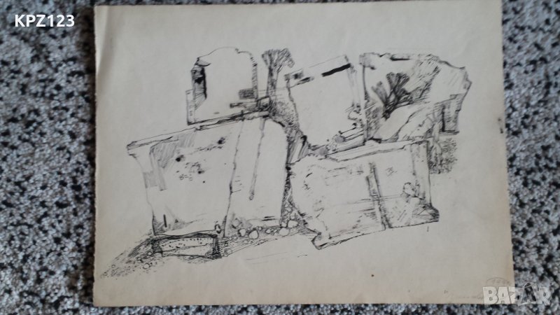 КАРТИНА АБСТРАКЦИЯ 91г туш / МАРИЯ МЕЖДУРЕЧКА, снимка 1