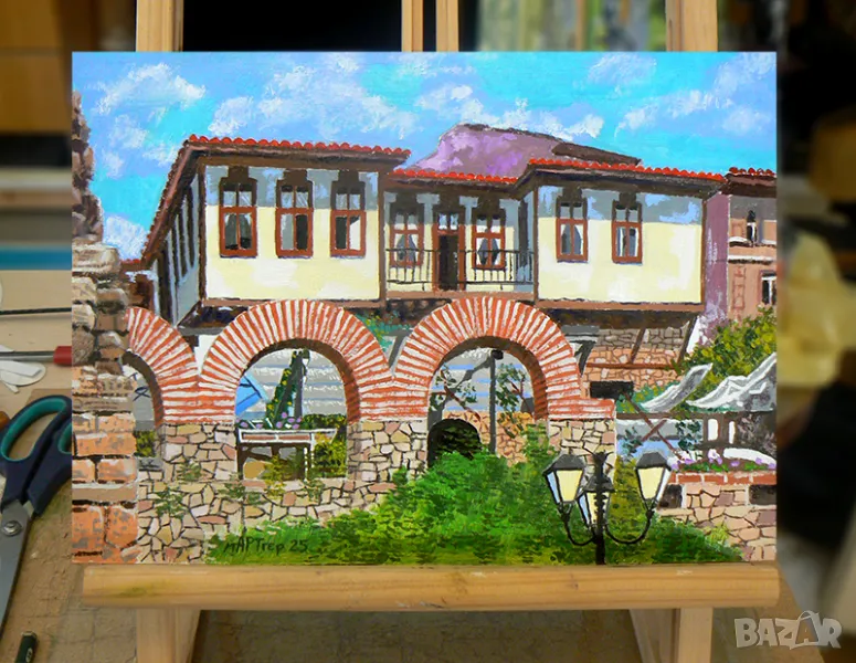 Несебър. Малка маслена картина., снимка 1