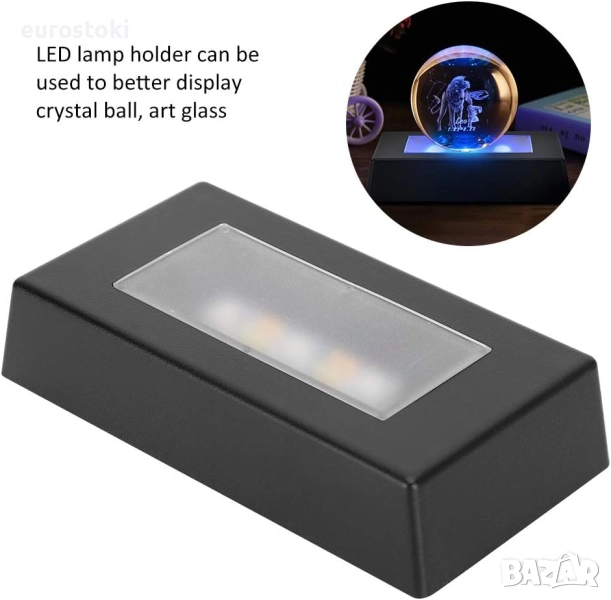LED светлинна основа, многоцветна осветена стойка за показване на 3D кристално стъкло, снимка 1