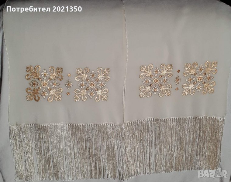 Ръчно бродиран копринен шал / scarf with bulgarian embroidery-по поръчка, снимка 1