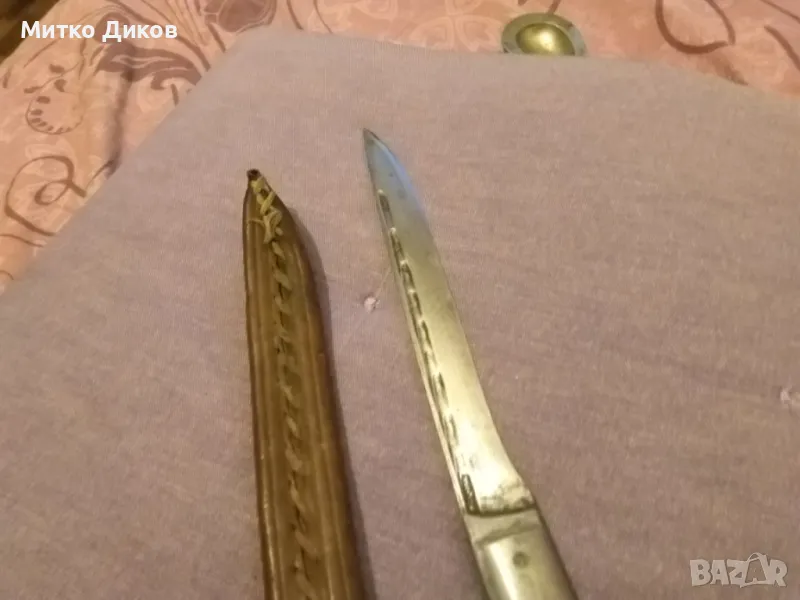 Габровски касапски нож от соца 285х170мм острие калъф естествена кожа за колан, снимка 1