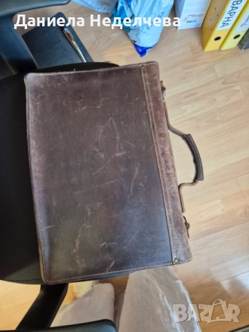 Бизнес чанта от естествена кожа за лаптоп и документи с винтидж дизайн, снимка 2 - Чанти - 52748065