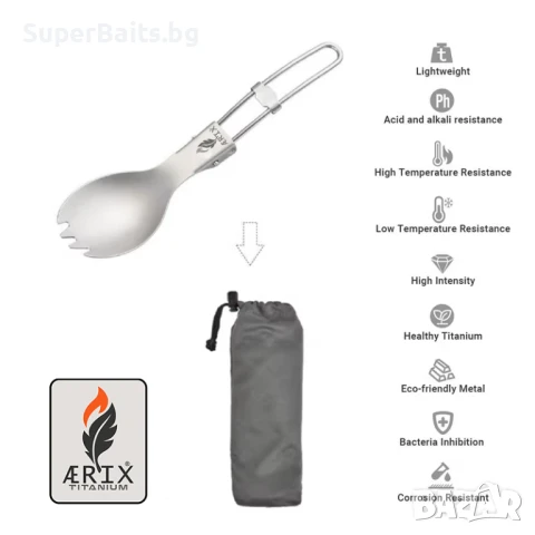 Титаниева лъжица-вилица "SPORK", снимка 4 - Екипировка - 50996667