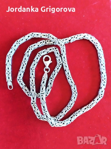 Сребърен синджир кралска плетка квадрат - проба на среброто 925  , снимка 2 - Колиета, медальони, синджири - 51807702