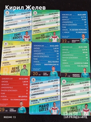 Колекционерски картички на футболисти ПЕР МЕРТЕЗАКЕР, ТОНИ КРООС,МАРИО ГЬОТЦЕ 51046, снимка 16 - Колекции - 51703196