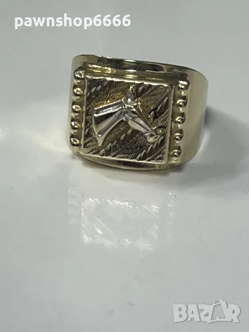 Златен мъжки пръстен 14 карата, снимка 4 - Пръстени - 49087863