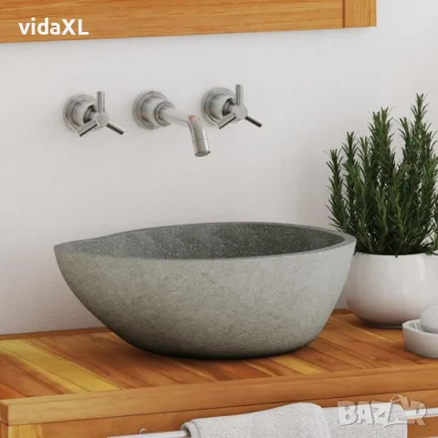 vidaXL Мивка от речен камък, овална, (37-46)x(29-36) см(SKU: 242667), снимка 2 - Мивки - 56040173