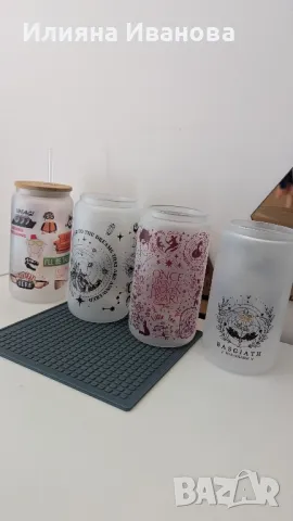 Стъклена чаша с бамбуков капак Wednesday, Friends, harry potter , снимка 5 - Чаши - 43388980