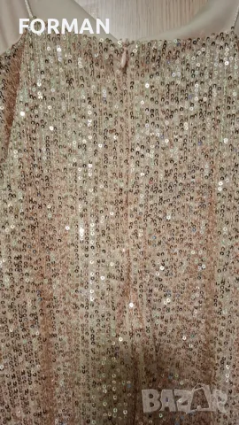 Рокля със златисти пайети и дълбоко деколте , снимка 7 - Рокли - 48329684